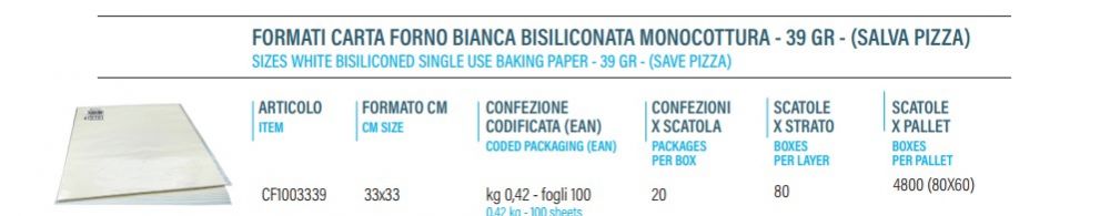 Carta forno salva pizza 39gr _ 39g save pizza baking paper